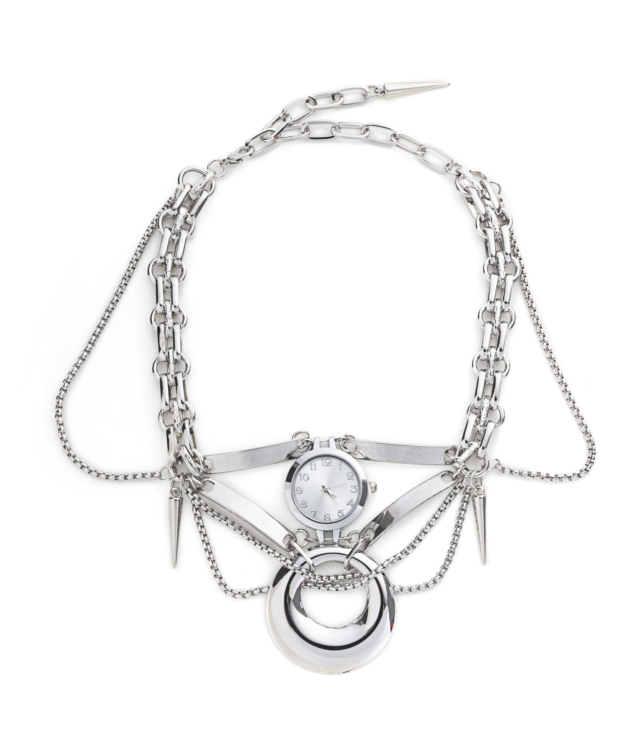 METAL ZİNCİRLİ SAATLİ KOLYE - TS1250051050122 - Gümüş Kolye