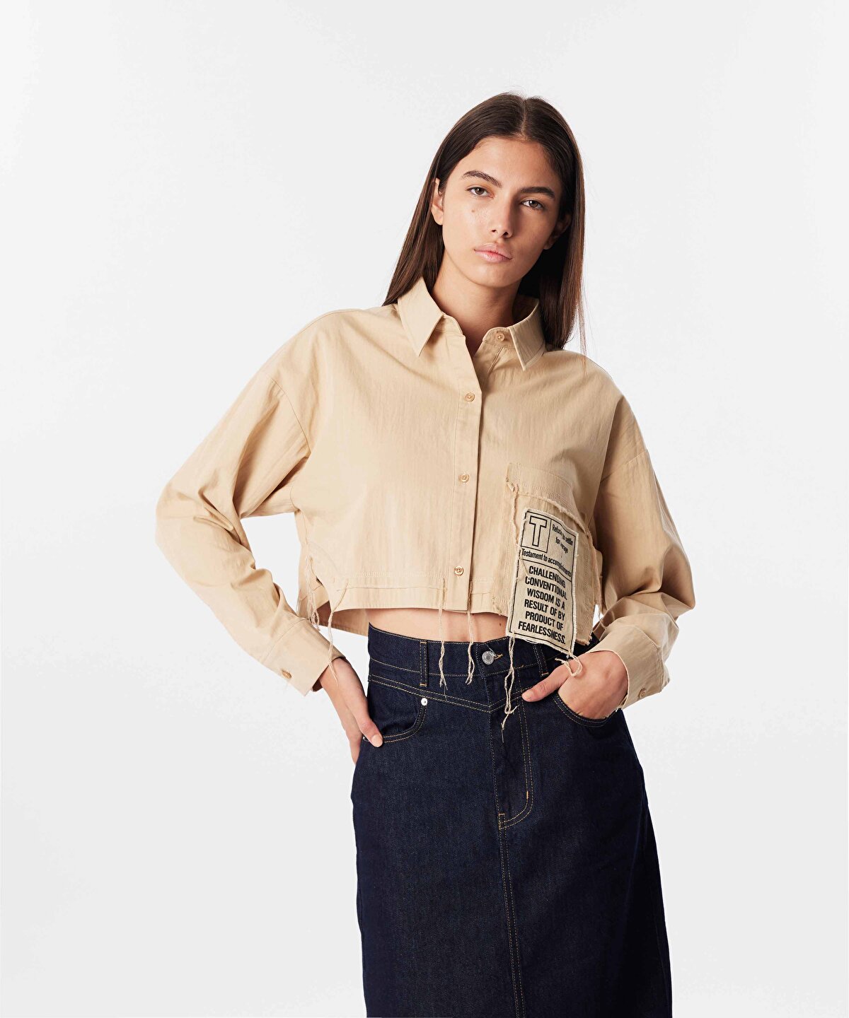 SLOGAN PATCH Lİ CROP GÖMLEK - 1