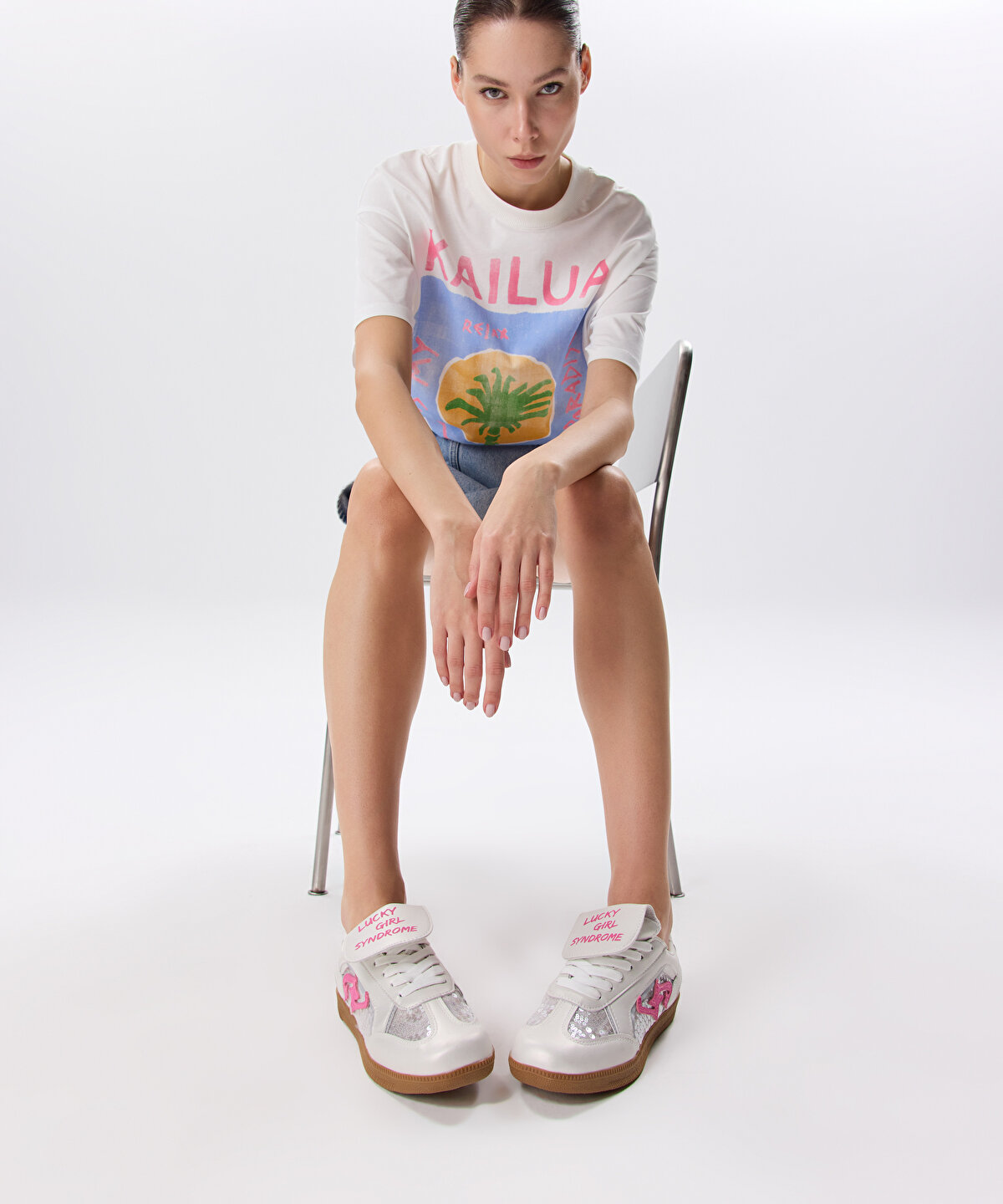 SLOGAN BASKILI PAYETLİ SNEAKER -1