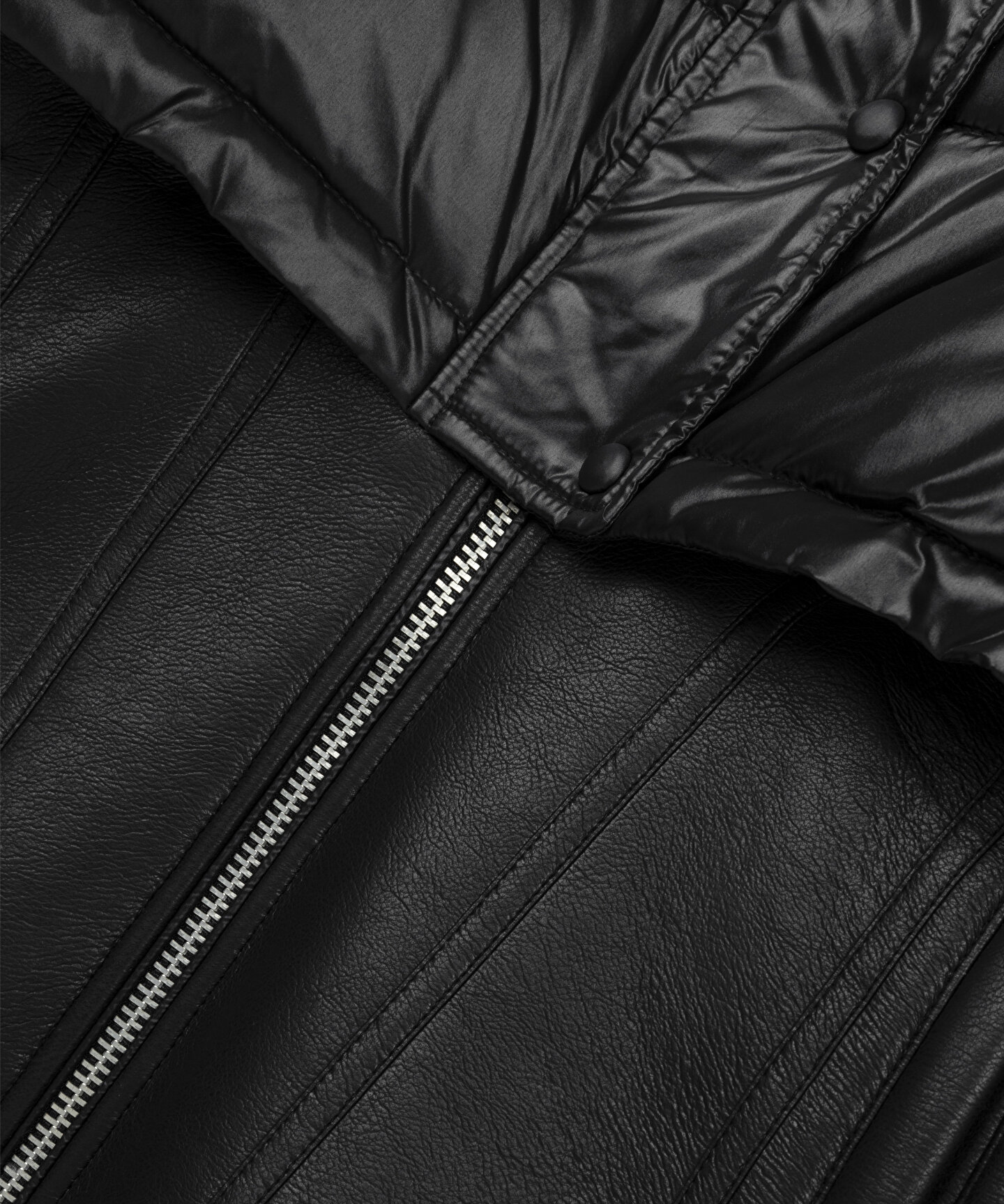 Siyah SUNİ DERİ MIX PUFFER MONT TW6240012095001 | TWIST