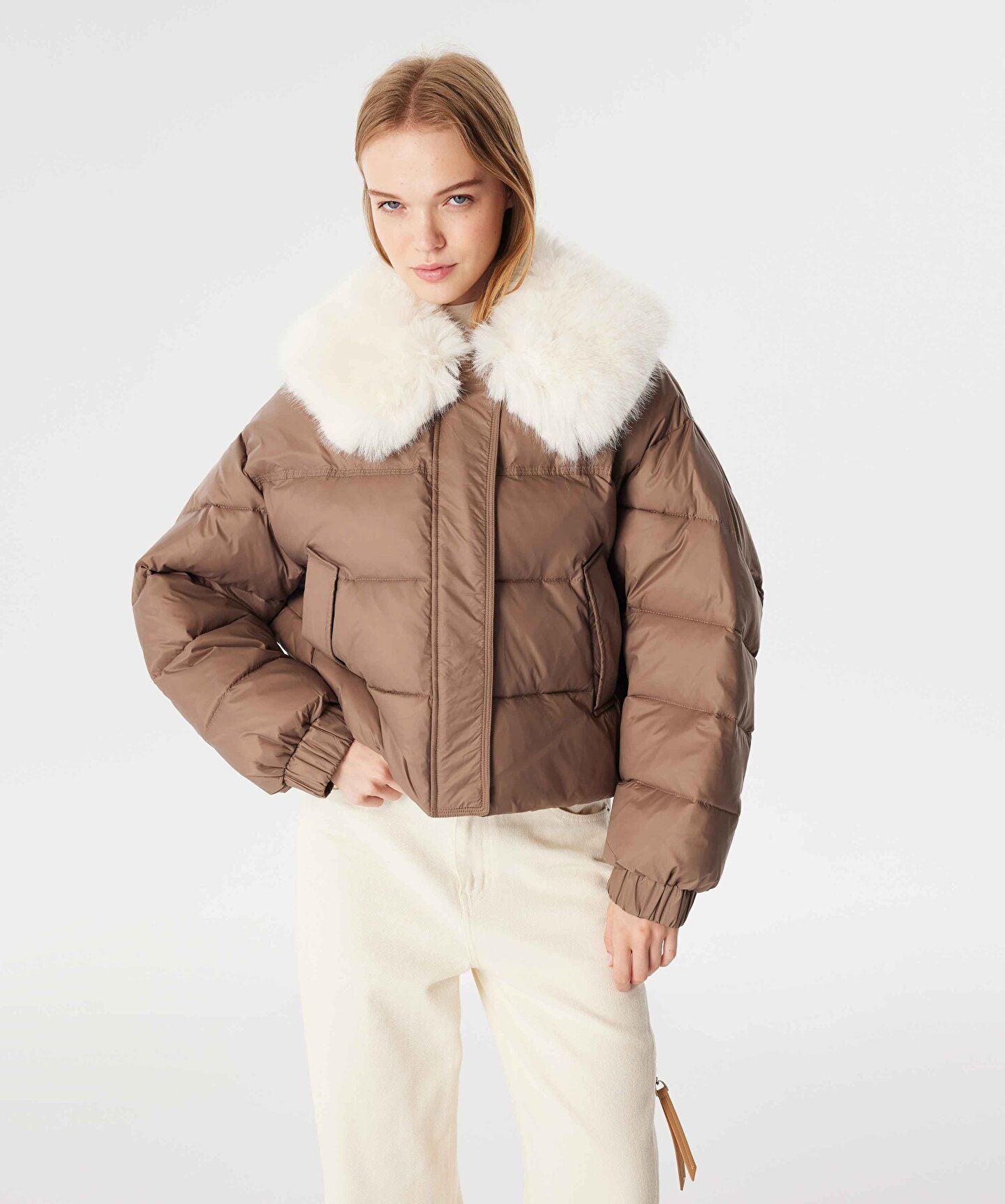 Kahverengi SUNİ KÜRK MIX PUFFER MONT TW6240012107014 | TWIST