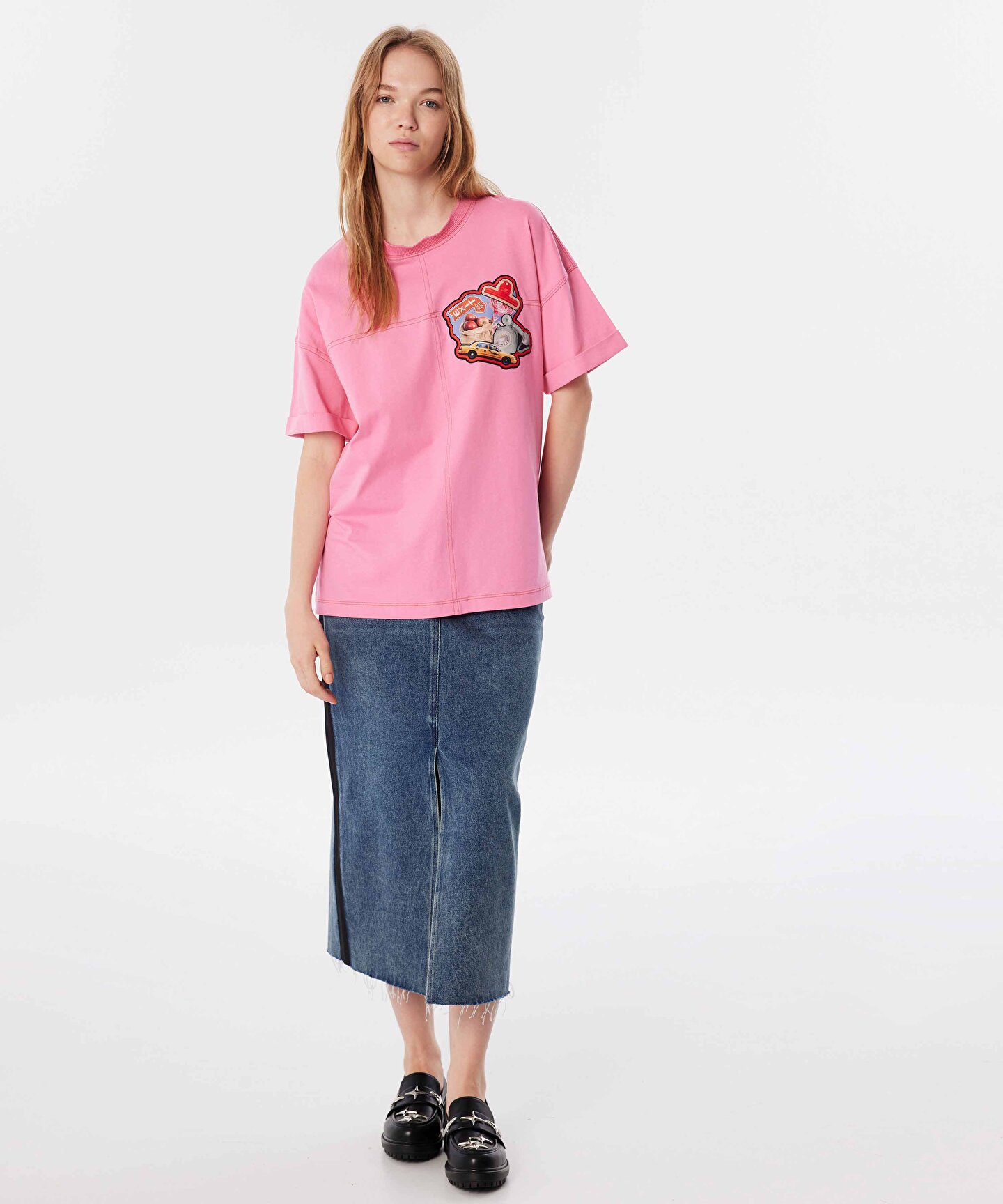 equal tシャツ　punkandyo Pembe GÖRSEL BASKILI T-SHIRT TW6240070079033 | TWIST