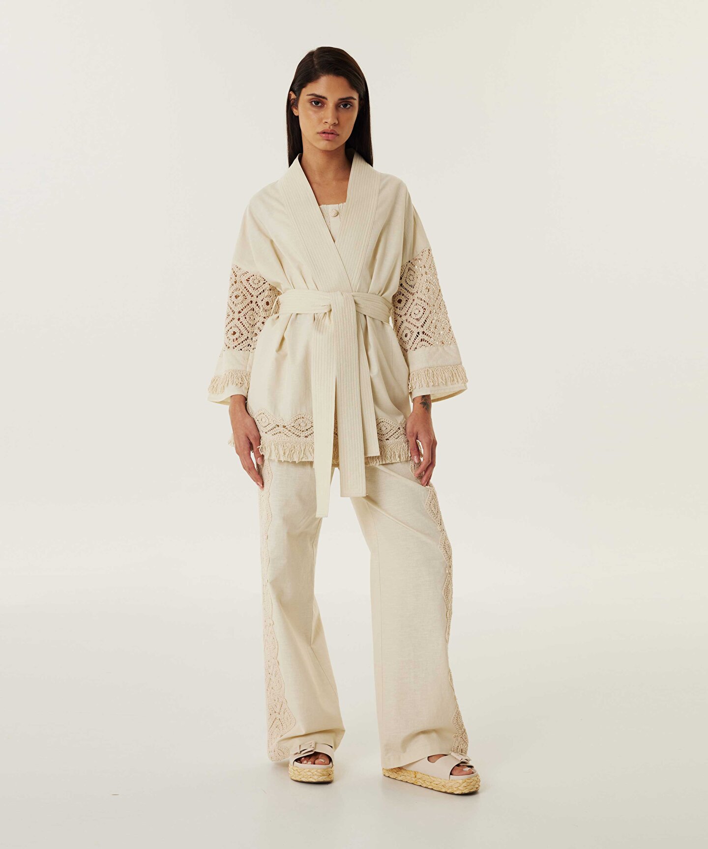 Ekru KROŞE MIX KİMONO TS1240005081082 | TWIST