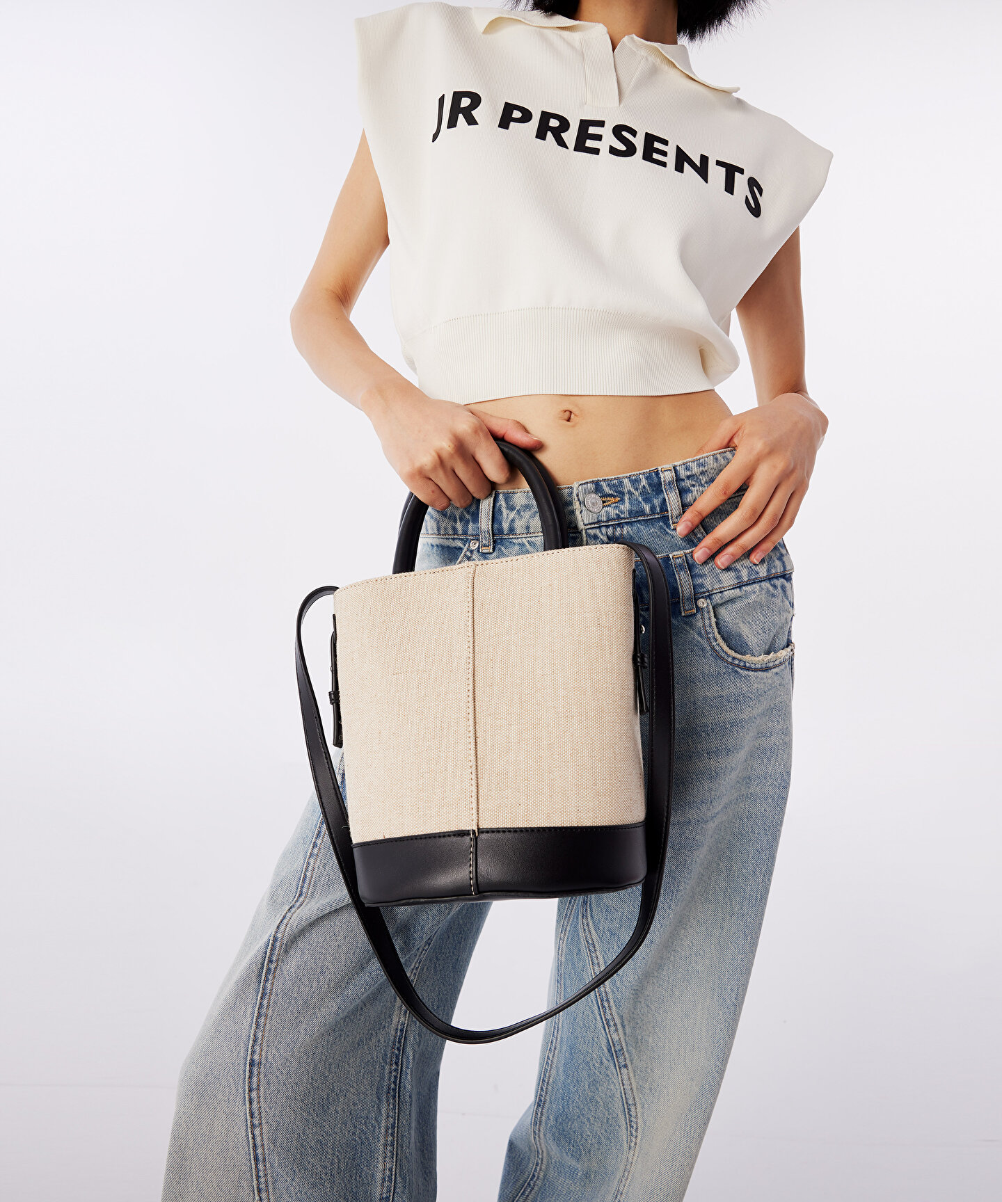 Bej SUNİ DERİ MIX BUCKET ÇANTA TS1240052036023 | TWIST