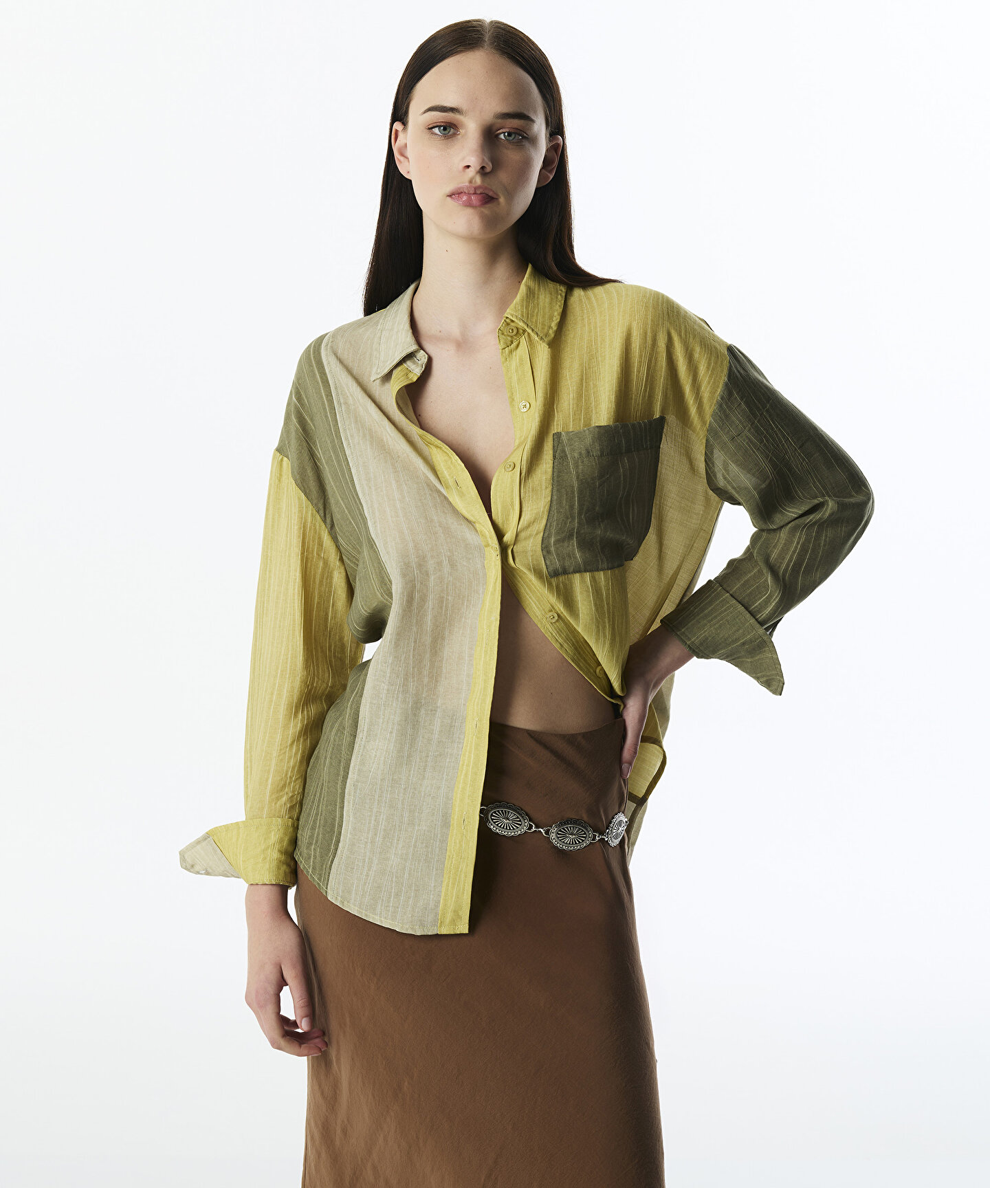 Haki DOKULU COLORBLOCK GÖMLEK TS1250025222022 | TWIST
