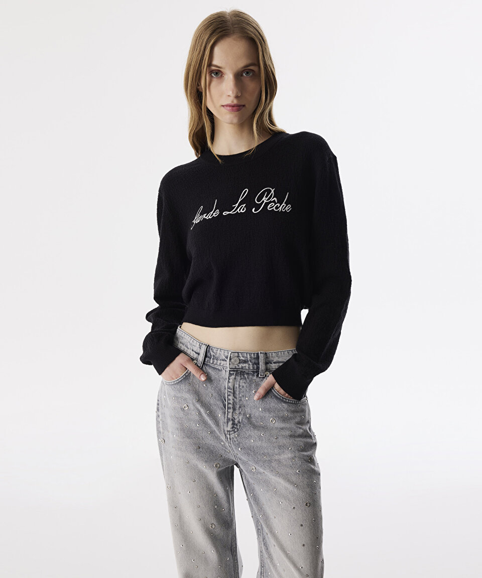 Siyah SLOGAN NAKIŞLI TRİKO TS1250050069001 | TWIST