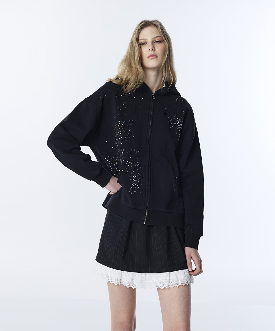 Siyah HOTFIX BASKILI SWEATSHIRT TS1260091025001 | TWIST